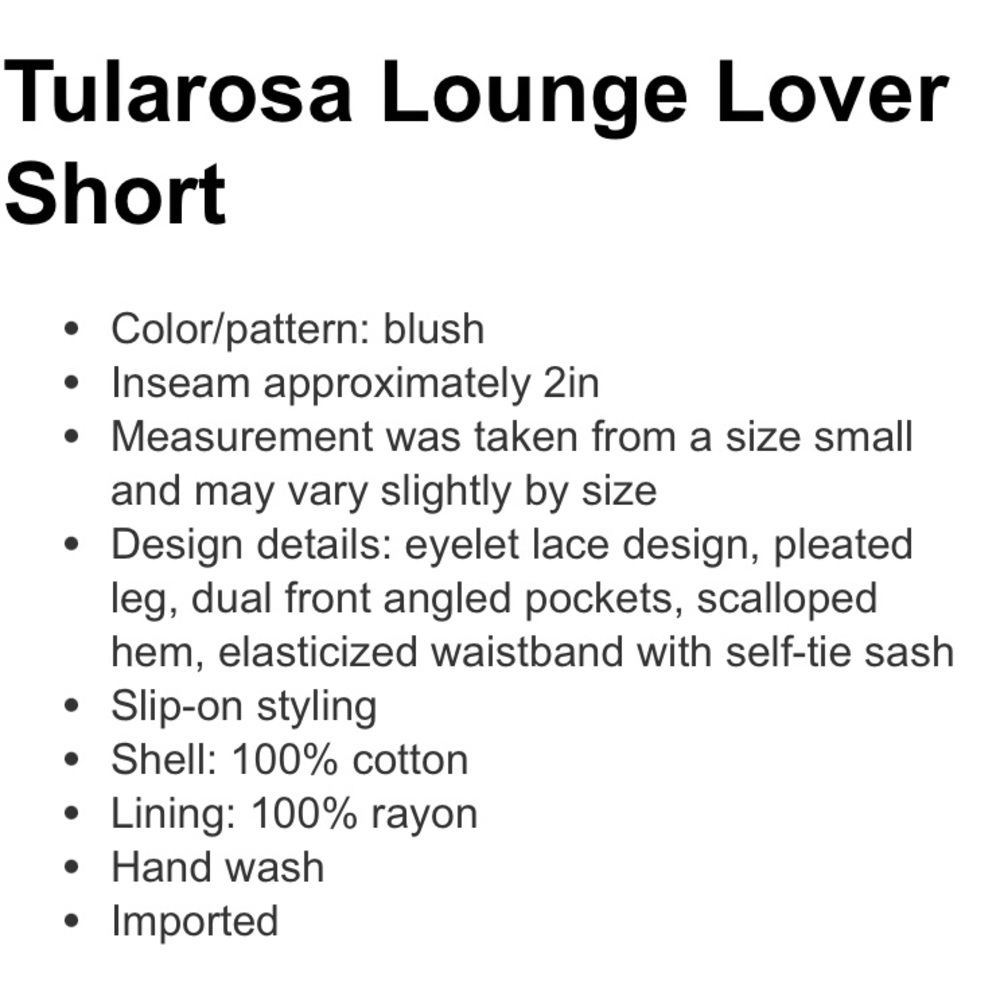 NWT Tularosa Revolve Lounge Lover Blush Eyelet Shorts Size Small - Picture 5 of 5